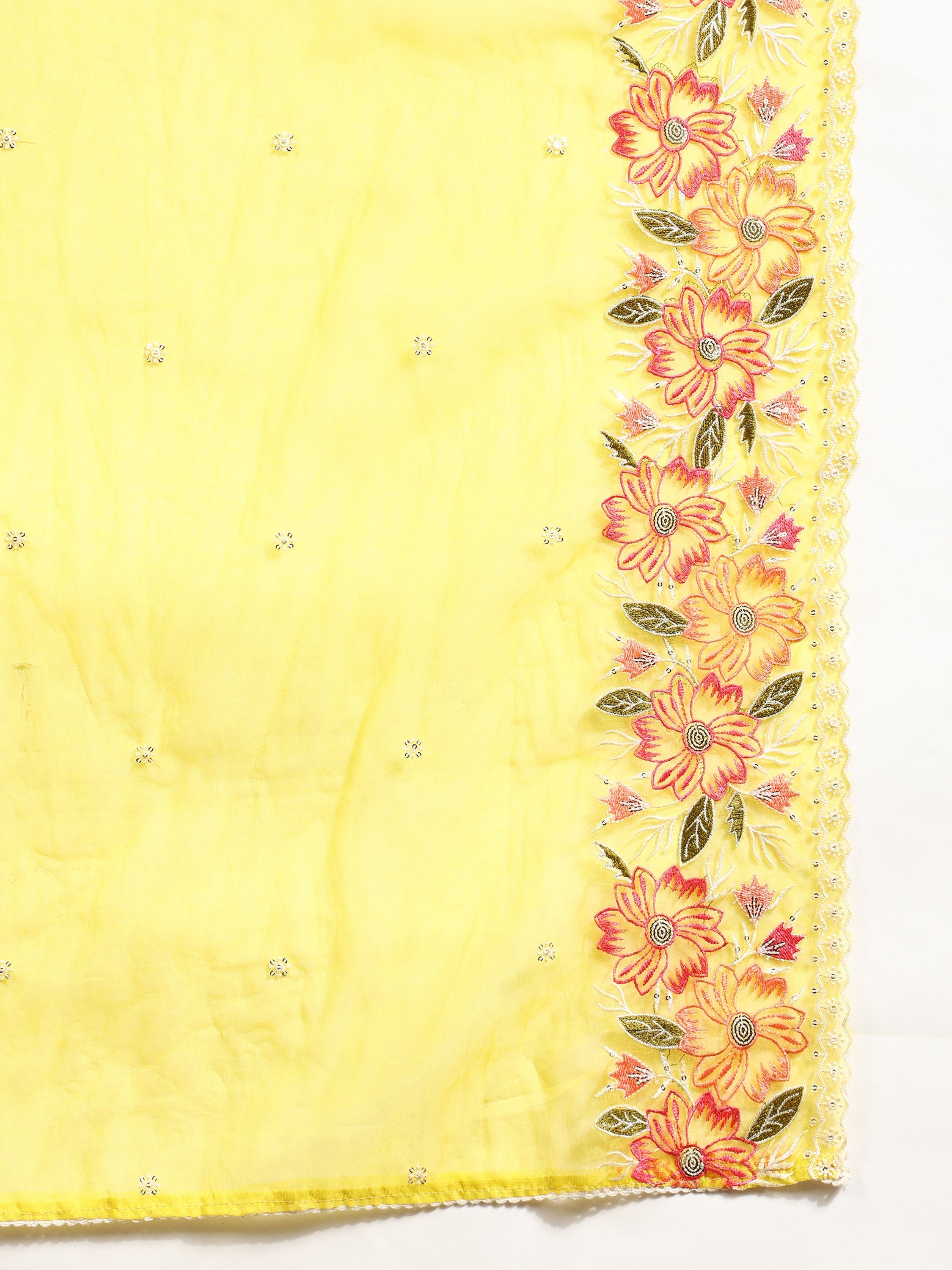 Embroidered Kurta With Pant & Embroidered Dupatta, Yellow - Hiral Fashion - Distacart
