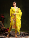 Embroidered Kurta With Pant & Embroidered Dupatta, Yellow - Hiral Fashion - Distacart