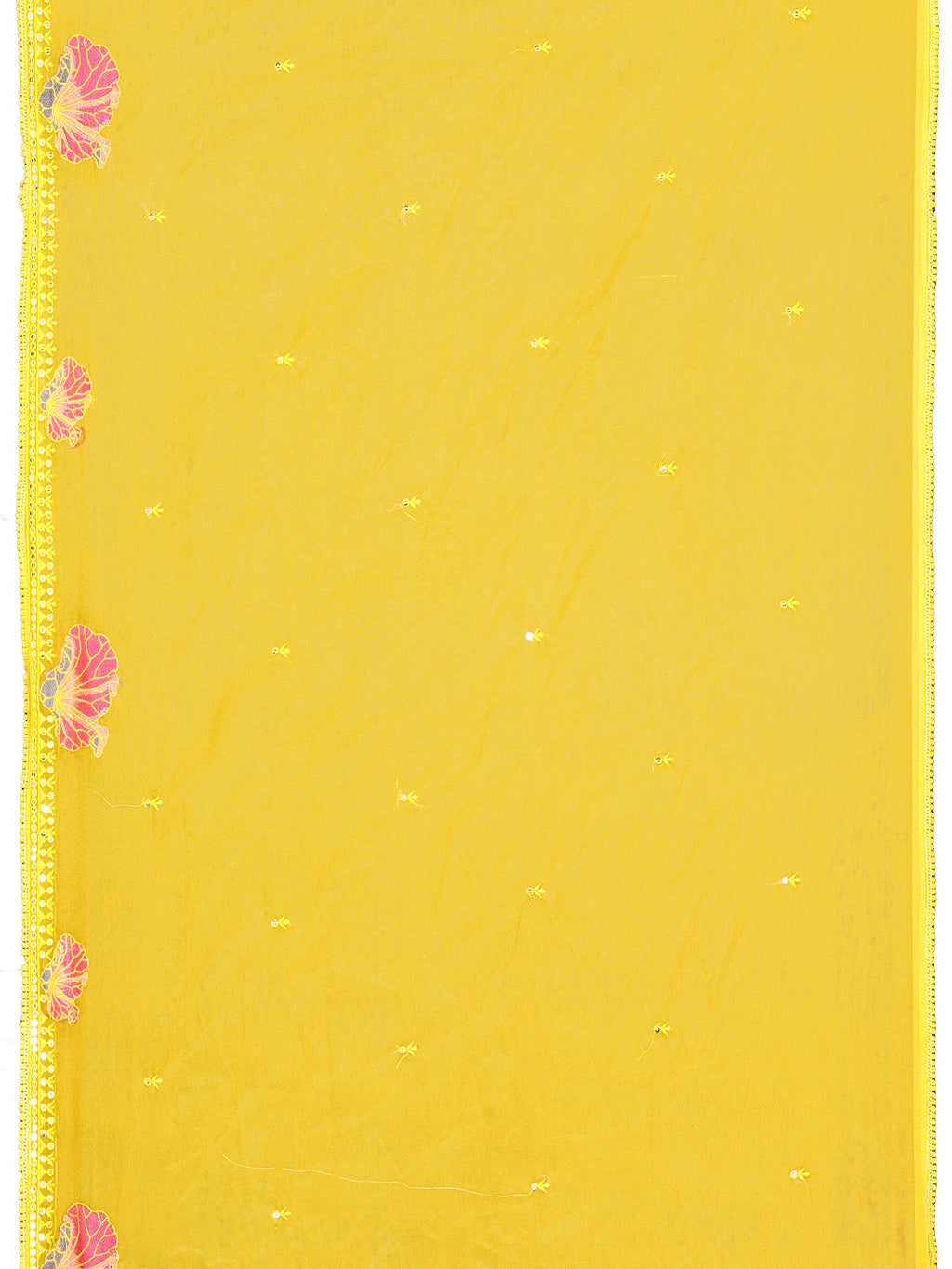 Full Front Embroidered Kurta With Pant & Embroidered Organza Dupatta, Yellow - Hiral Fashion - Distacart