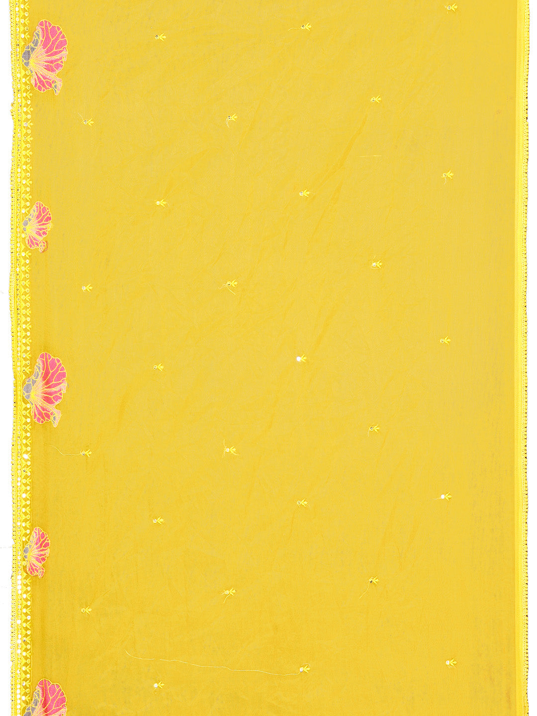 Full Front Embroidered Kurta With Pant & Embroidered Organza Dupatta, Yellow - Hiral Fashion - Distacart