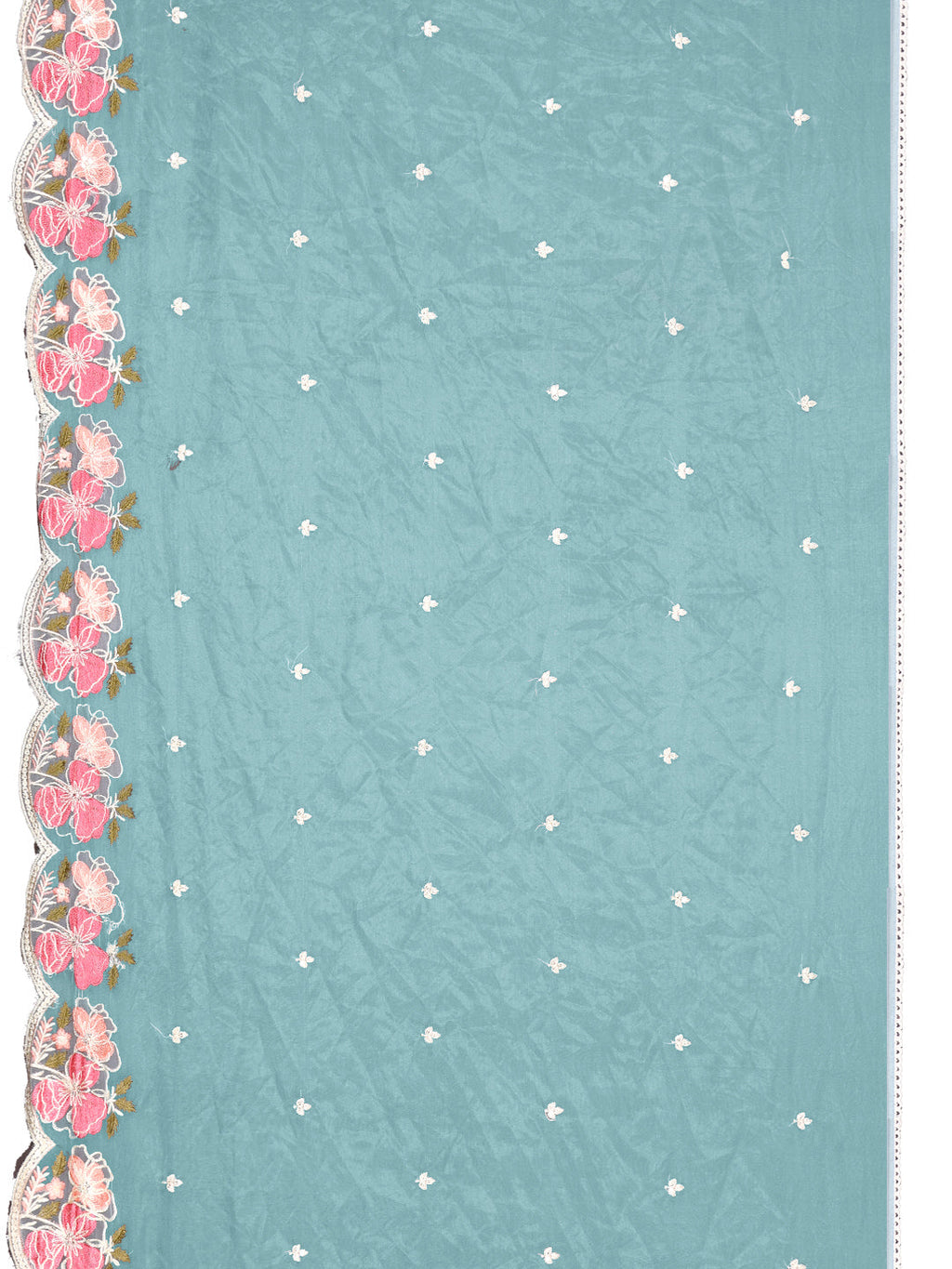 Full Front Embroidered Kurta With Pant & Embroidered Organza Dupatta, Blue - Hiral Fashion - Distacart