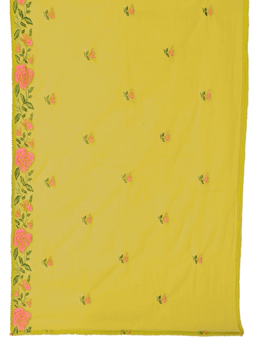 Mirror Embroidered Kurta With Pant & Embroidered Organza Dupatta, Yellow - Hiral Fashion - Distacart