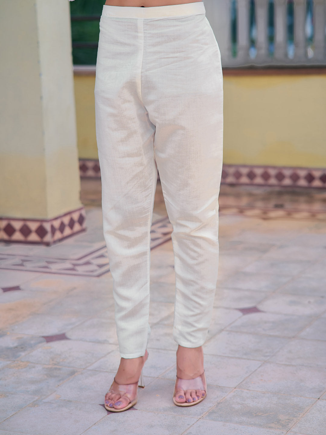 Embroidered Kurta With Pant & Embroidered Cut Work Organza Dupatta, White - Hiral Fashion - Distacart