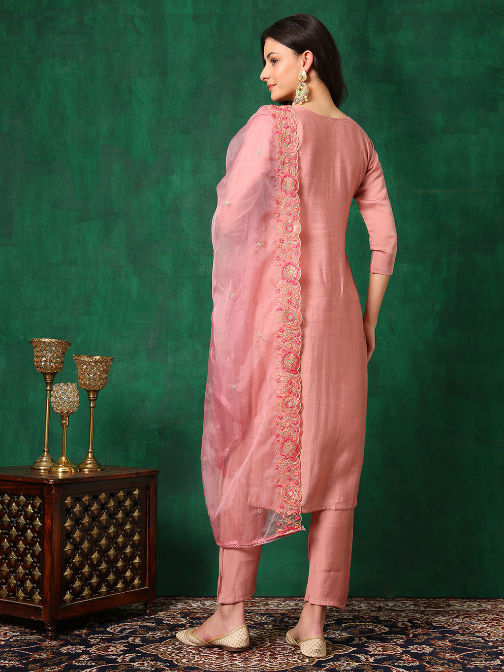 Embroidered Kurta With Pant & Embroidered Dupatta, Pink - Hiral Fashion - Distacart