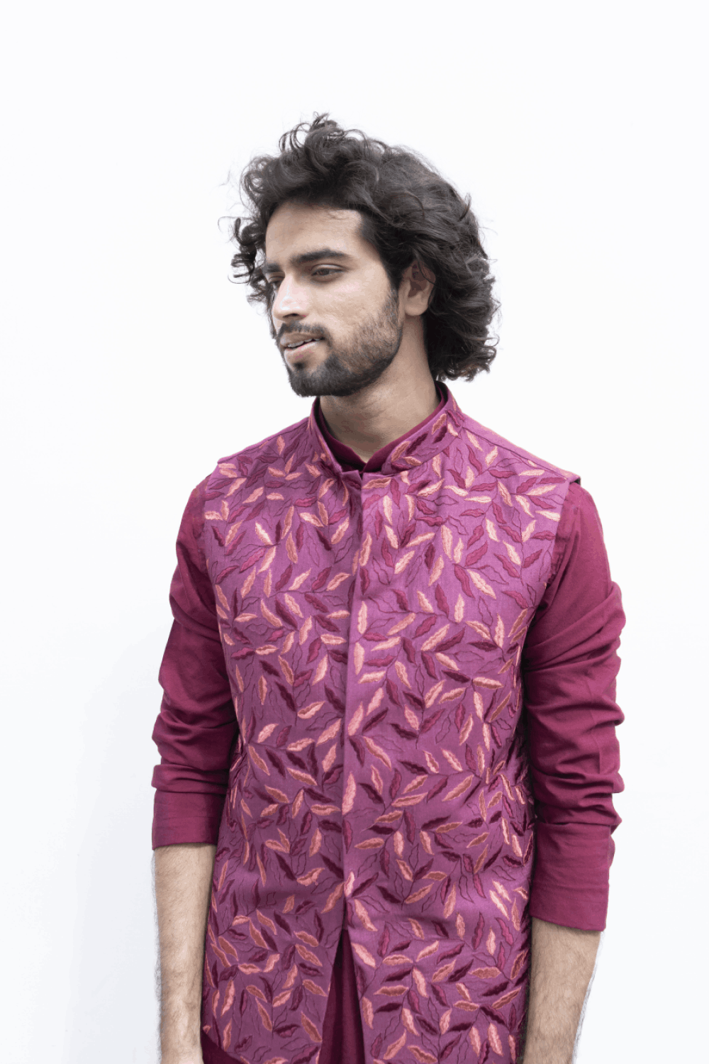 Magenta Designer Men's Nehru Jacket by Hilo Design