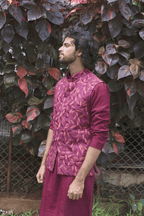 Magenta Designer Men's Nehru Jacket by Hilo Design