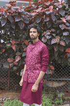 Magenta Designer Men's Nehru Jacket by Hilo Design