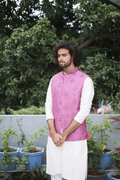 Mauve Designer Men's Nehru Jacket by Hilo Design