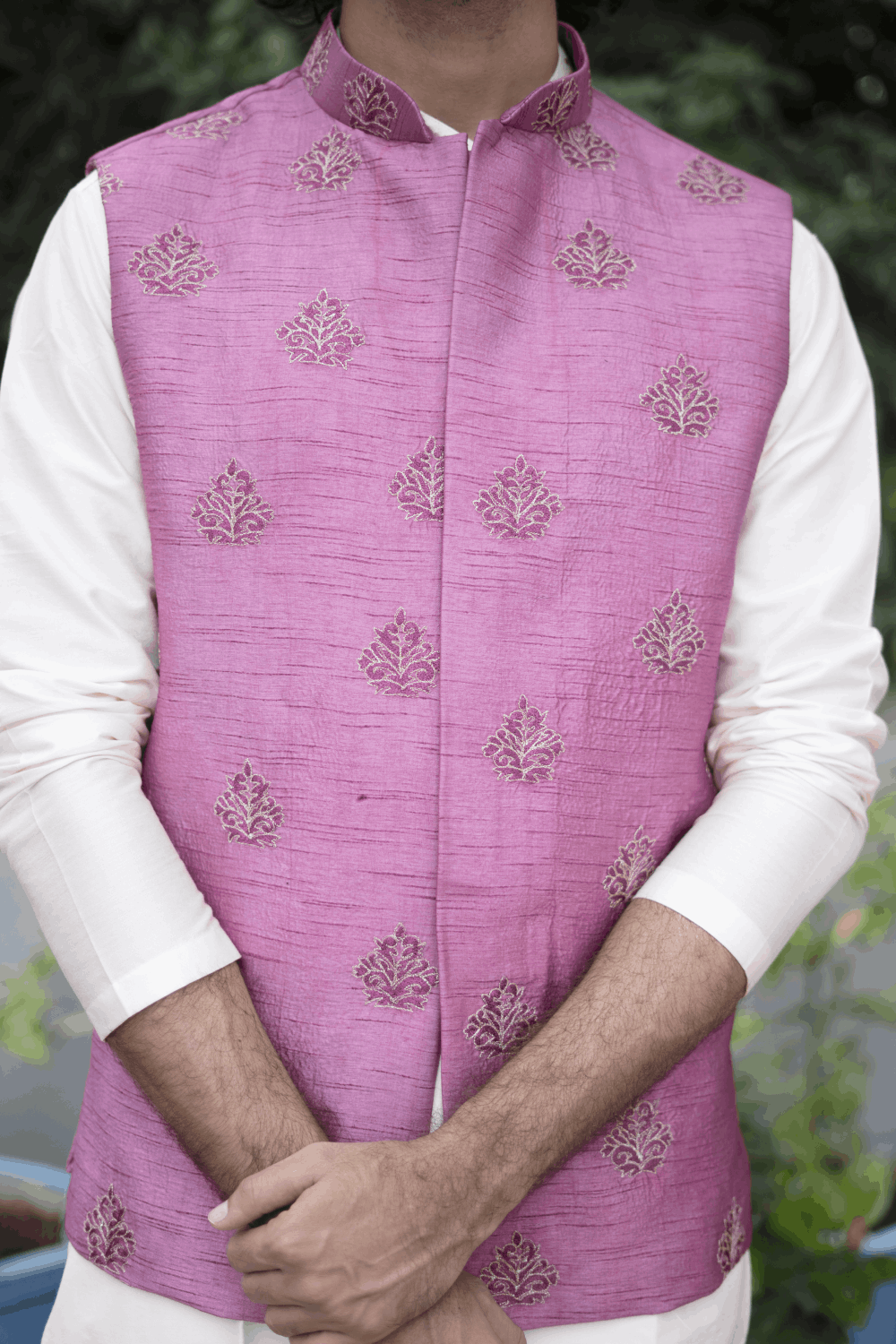 Mauve Designer Men's Nehru Jacket by Hilo Design