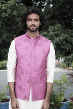 Mauve Designer Men's Nehru Jacket by Hilo Design