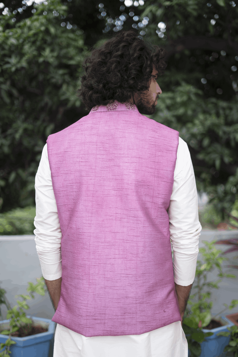 Mauve Designer Men's Nehru Jacket by Hilo Design