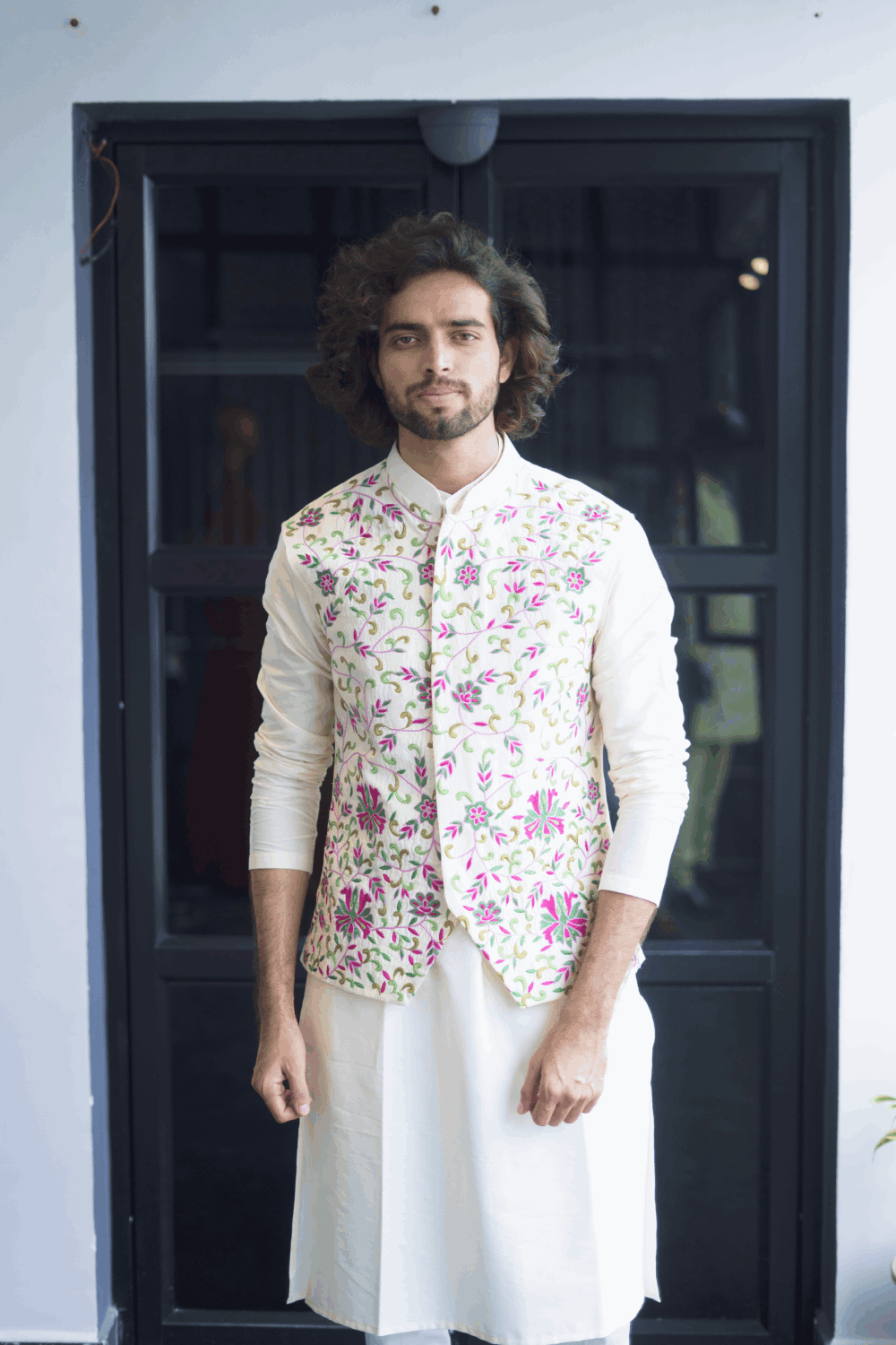 Off White Designer Men's Nehru Jacket by Hilo Design
