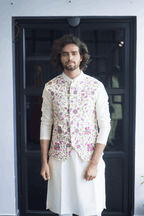 Off White Designer Men's Nehru Jacket by Hilo Design