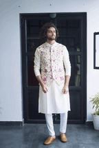 Off White Designer Men's Nehru Jacket by Hilo Design