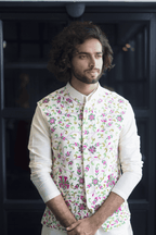 Off White Designer Men's Nehru Jacket by Hilo Design