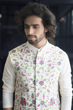 Off White Designer Men's Nehru Jacket by Hilo Design