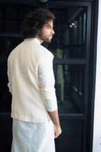 Off White Designer Men's Nehru Jacket by Hilo Design