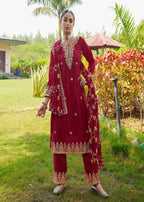 Teeya Creation Rani Color Chinon Silk Heavy Embroidery Work Fully Stitched Salwar Suit