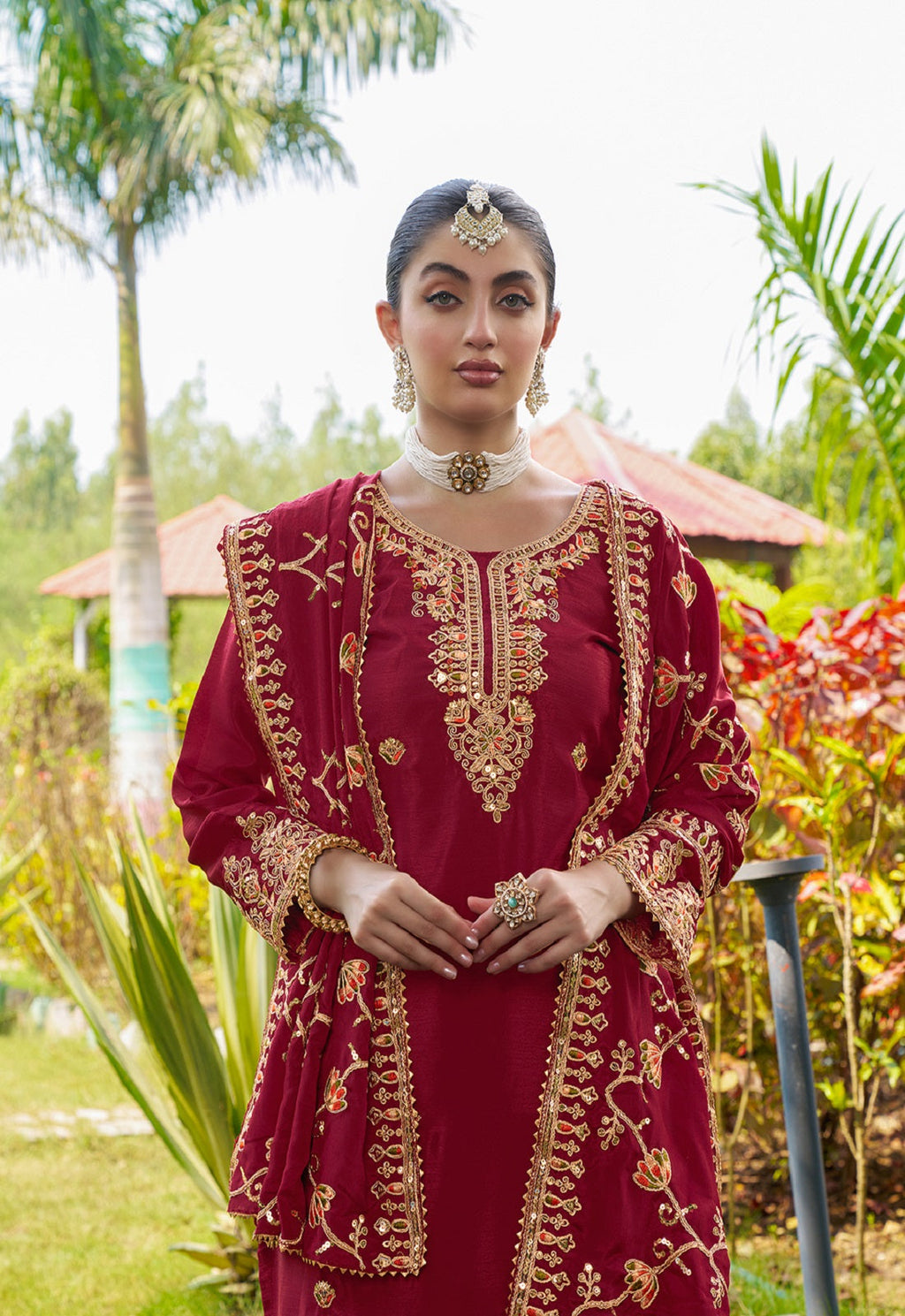 Teeya Creation Rani Color Chinon Silk Heavy Embroidery Work Fully Stitched Salwar Suit