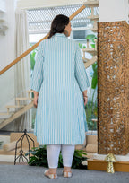 Kaajh Women's White Striped Viscose Rayon Plus Size Kurta - Distacart