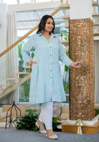 Kaajh Women's White Striped Viscose Rayon Plus Size Kurta - Distacart