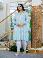 Kaajh Women's White Striped Viscose Rayon Plus Size Kurta - Distacart