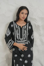 Gharana India Modal Fine Cotton Chikan Kari Kurta – Black - Distacart