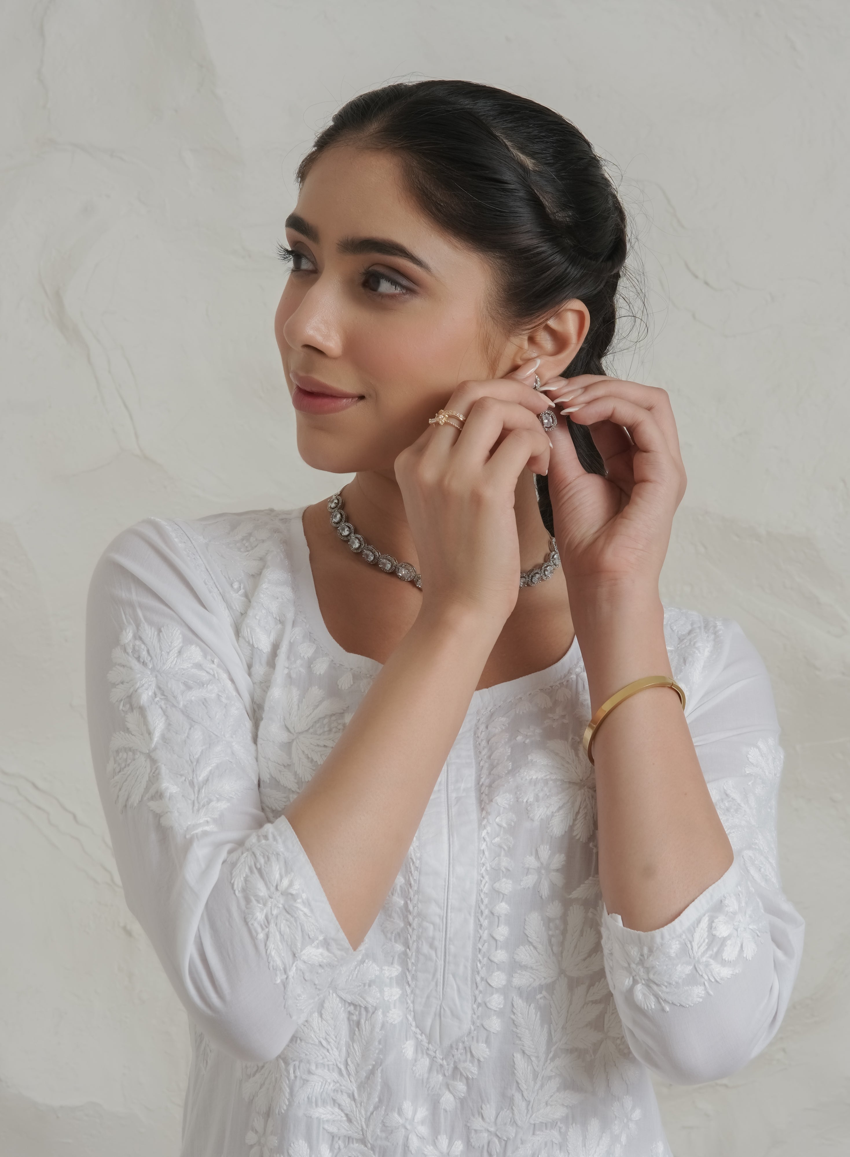 Gharana India Mul Cotton Fine Chikankari Kurta White - Distacart