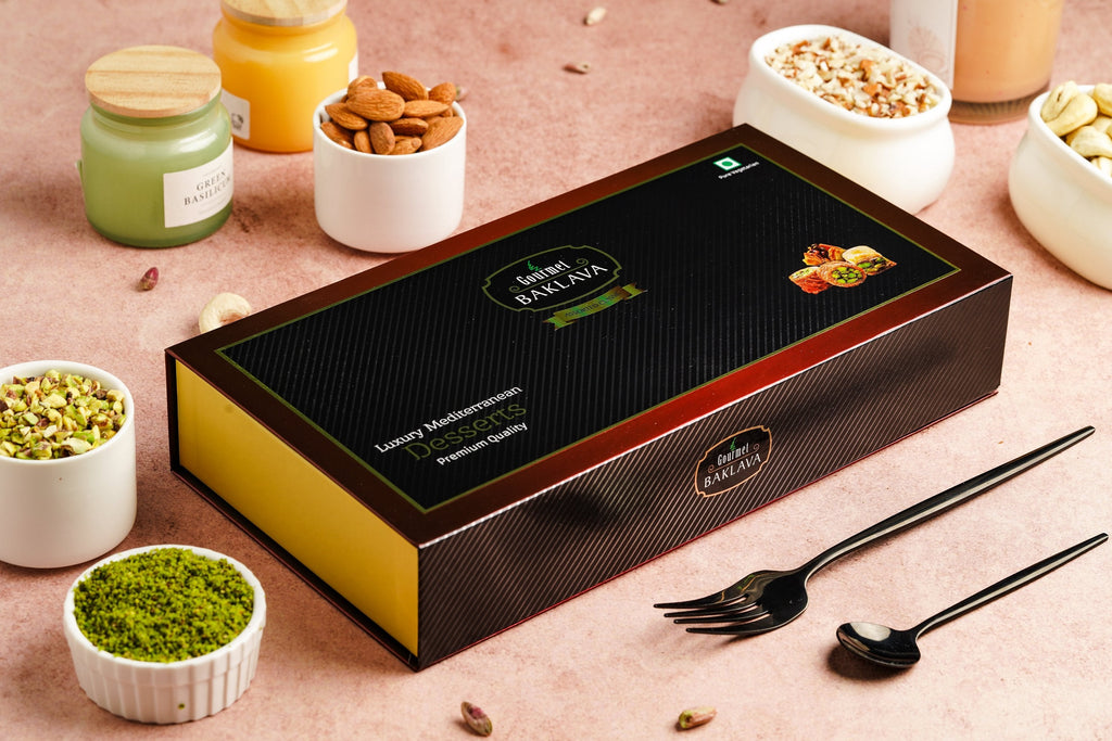Gourmet Baklava Crescent Gift Box Of Chocolate Cashew Pistachio Baklava - Distacart