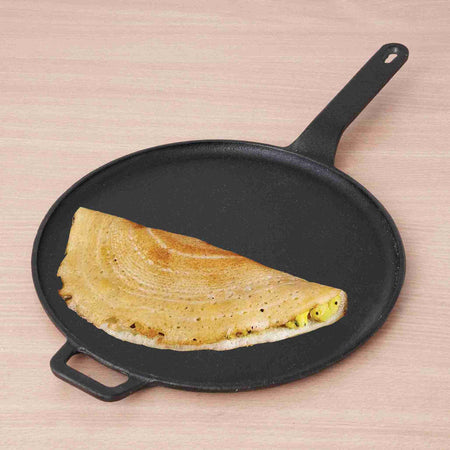 The Indus Valley CASTrong Cast Iron Tawa With Long Handle,Pre-seasoned, Nonstick, 100% Pure, Toxin-free, Induction, 28.5cm, 2.4kg
