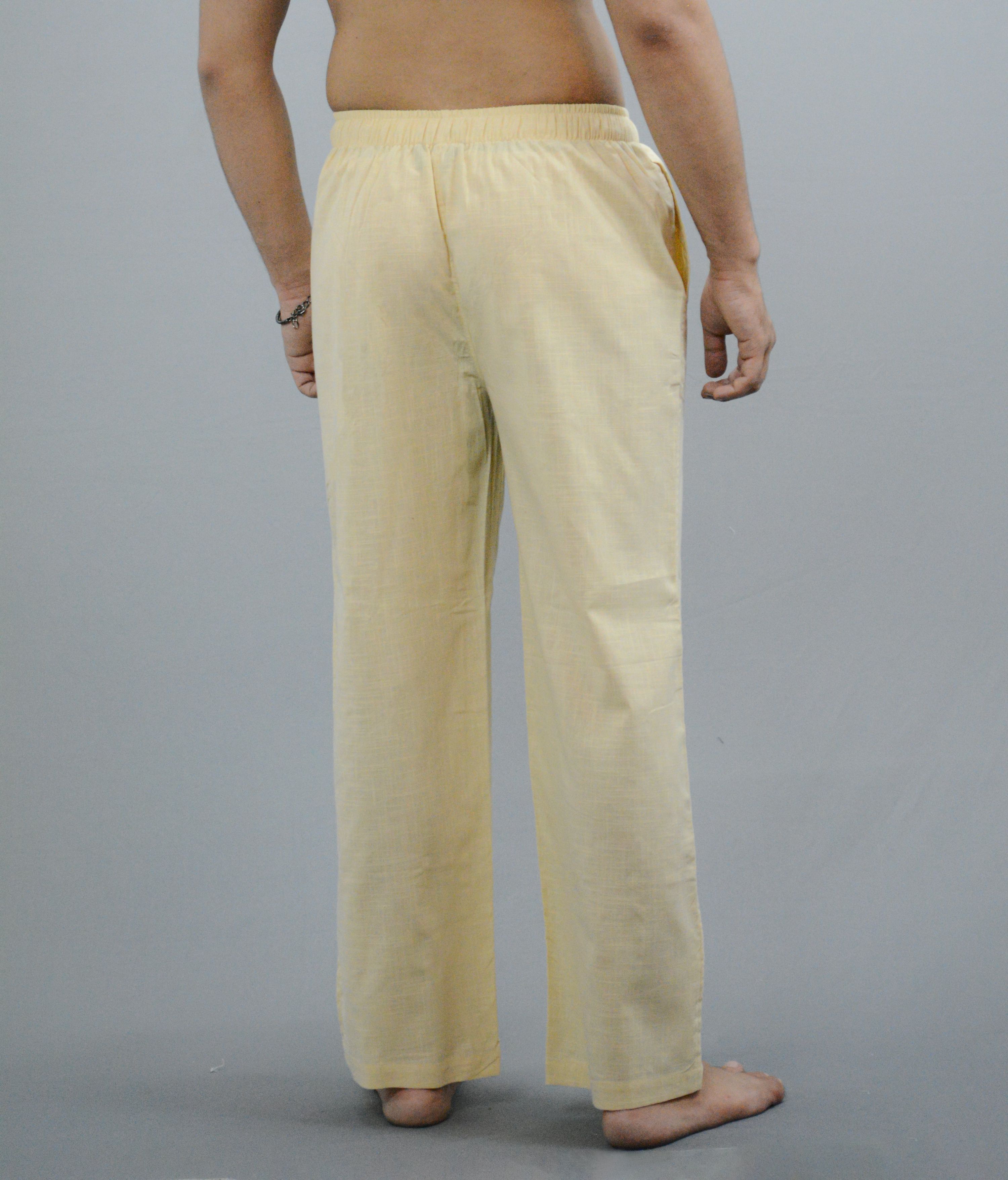 Fabmade Navy Blue & Beige Combo Men Linen Pajama