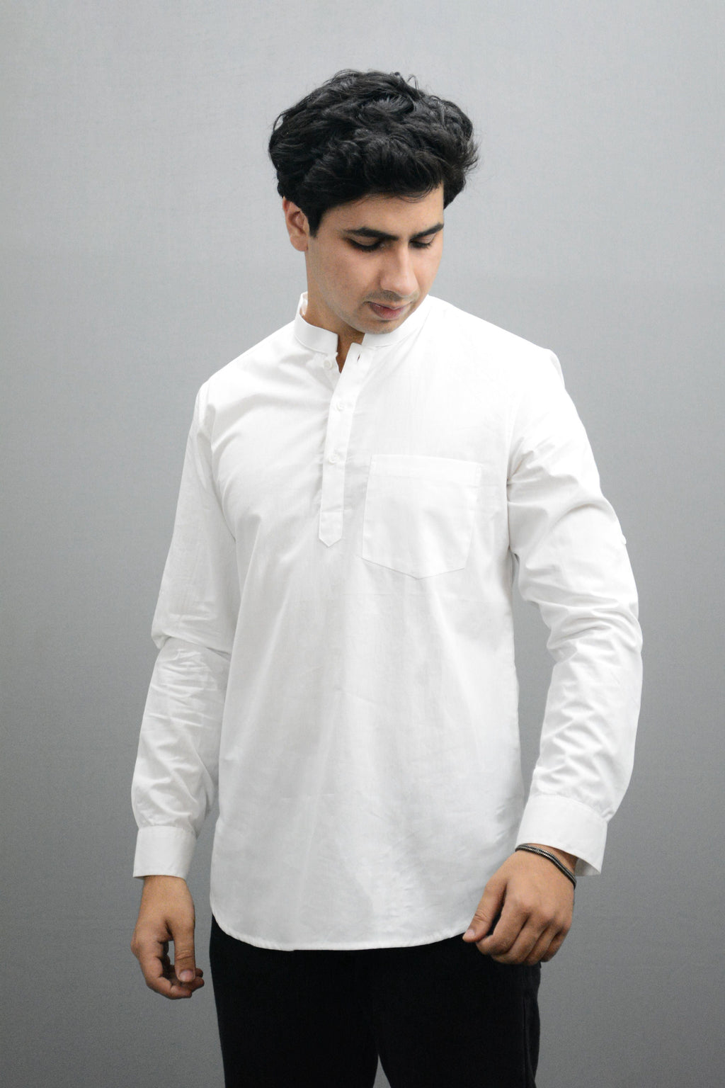 Fabmade Men White Pure Cotton Short Kurta