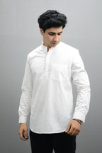 Fabmade Men White Pure Cotton Short Kurta