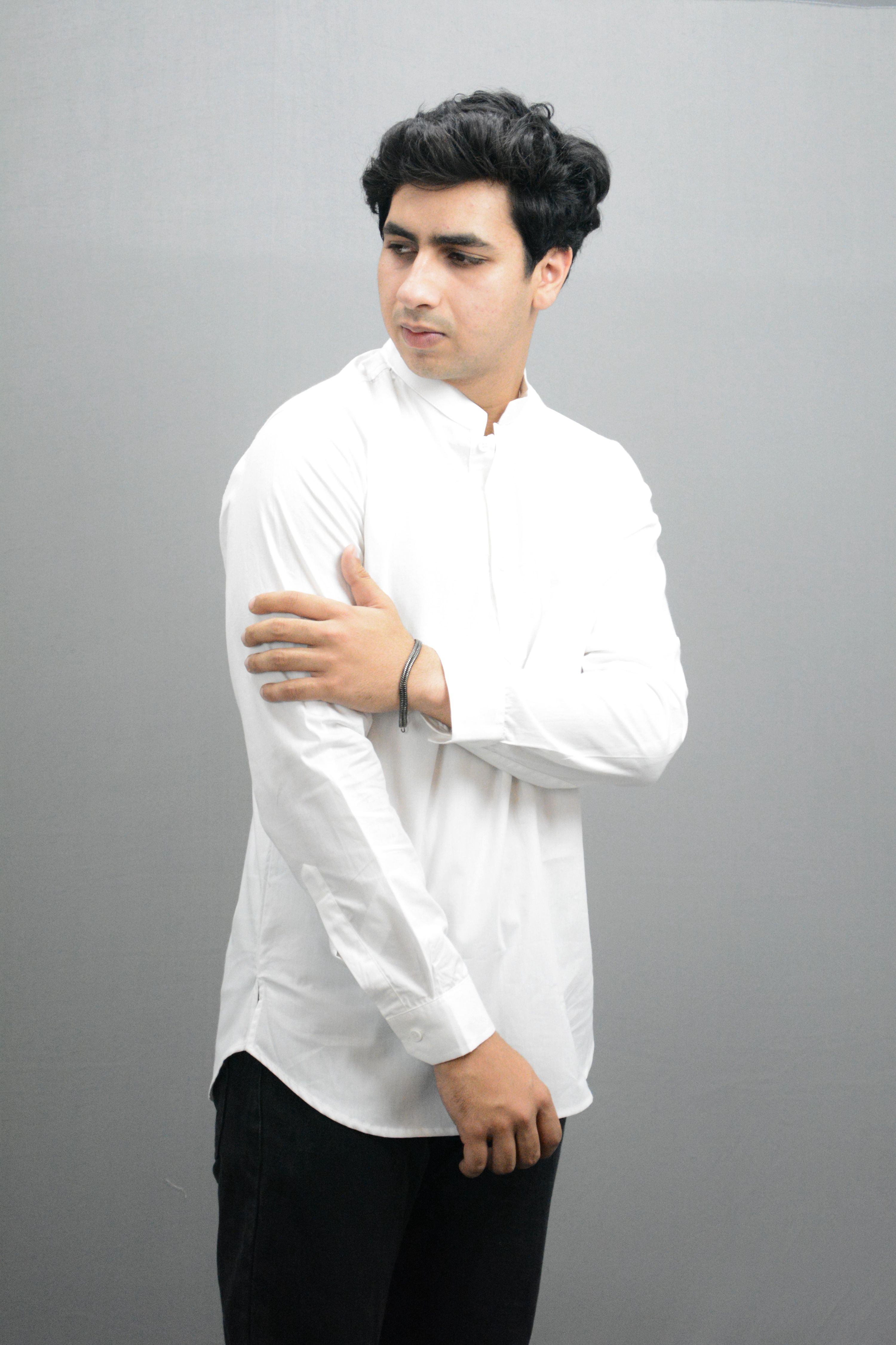 Fabmade Men White Pure Cotton Short Kurta