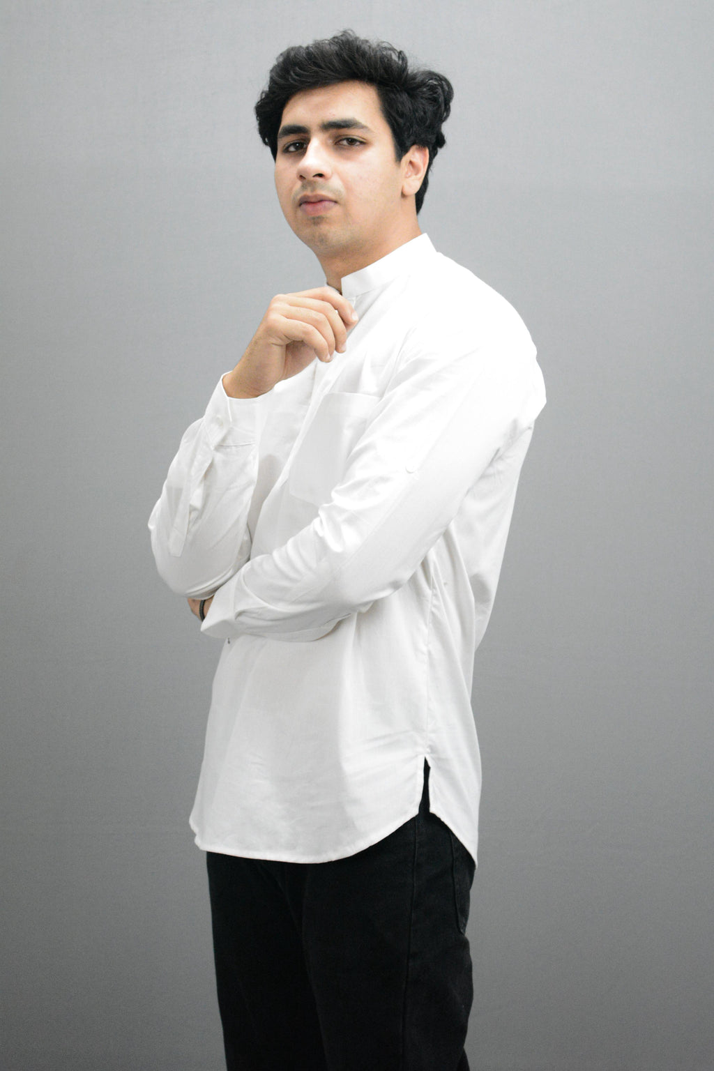 Fabmade Men White Pure Cotton Short Kurta