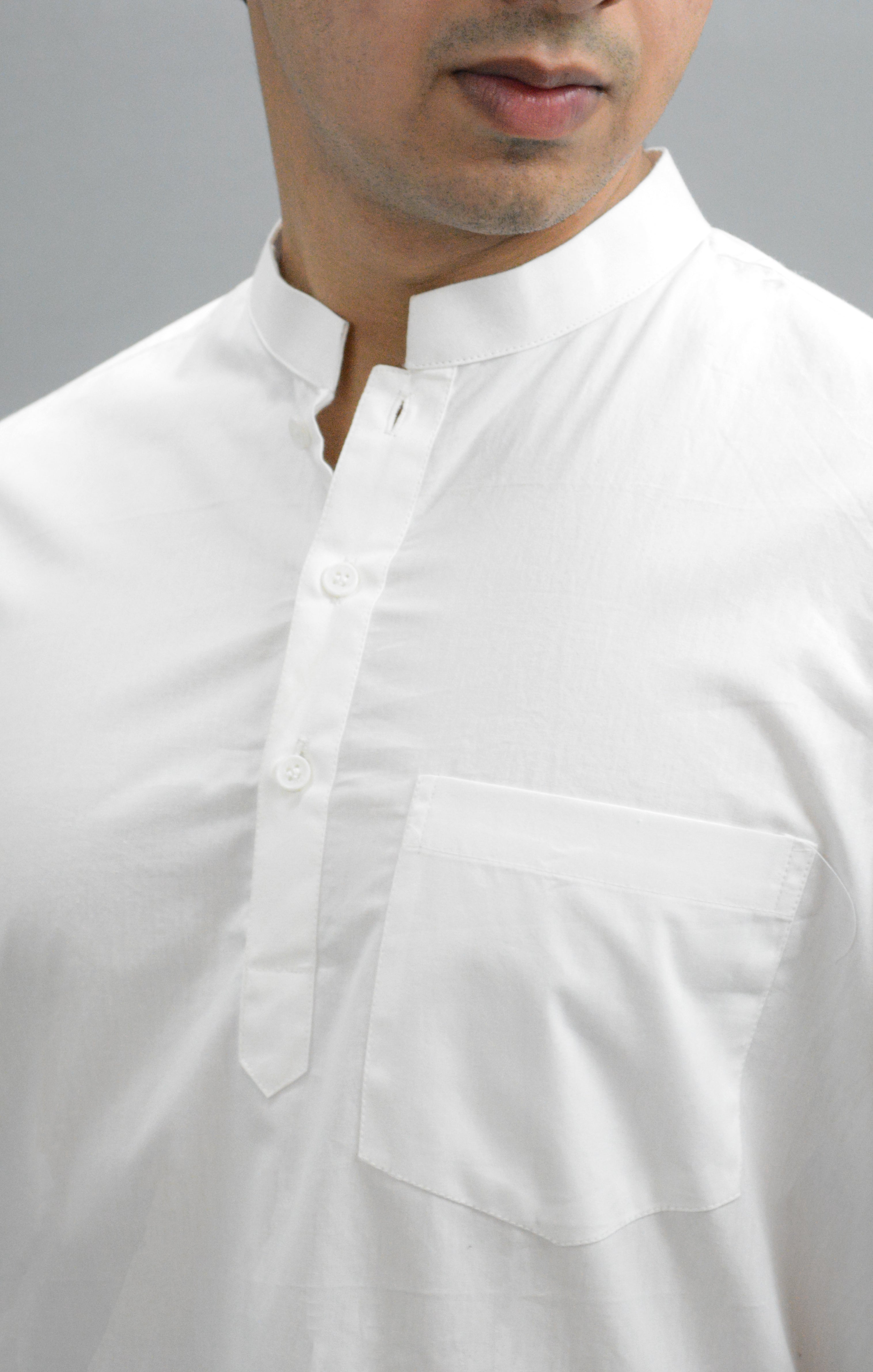 Fabmade Men White Pure Cotton Short Kurta