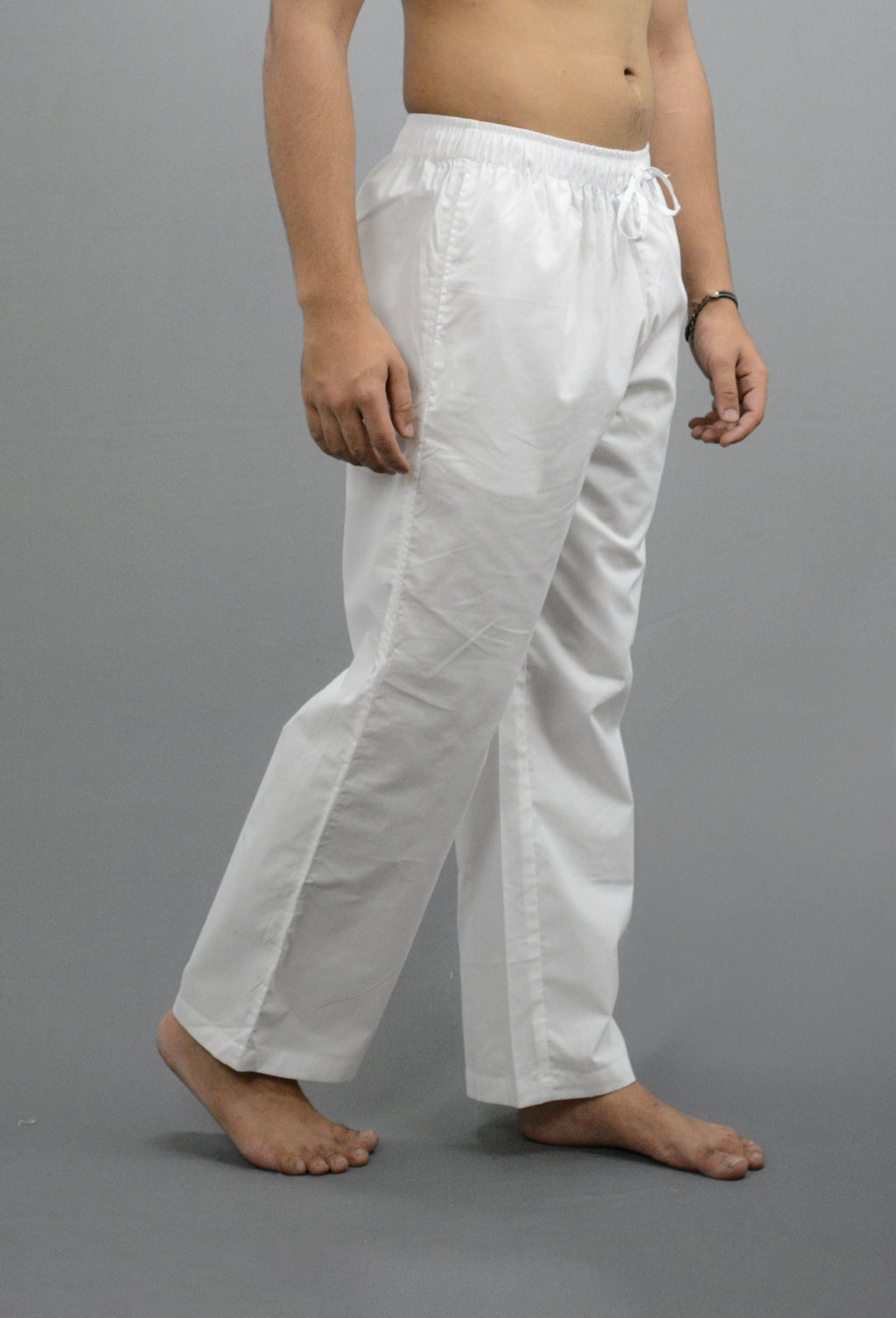 Fabmade White Black Combo Men Linen Pajama