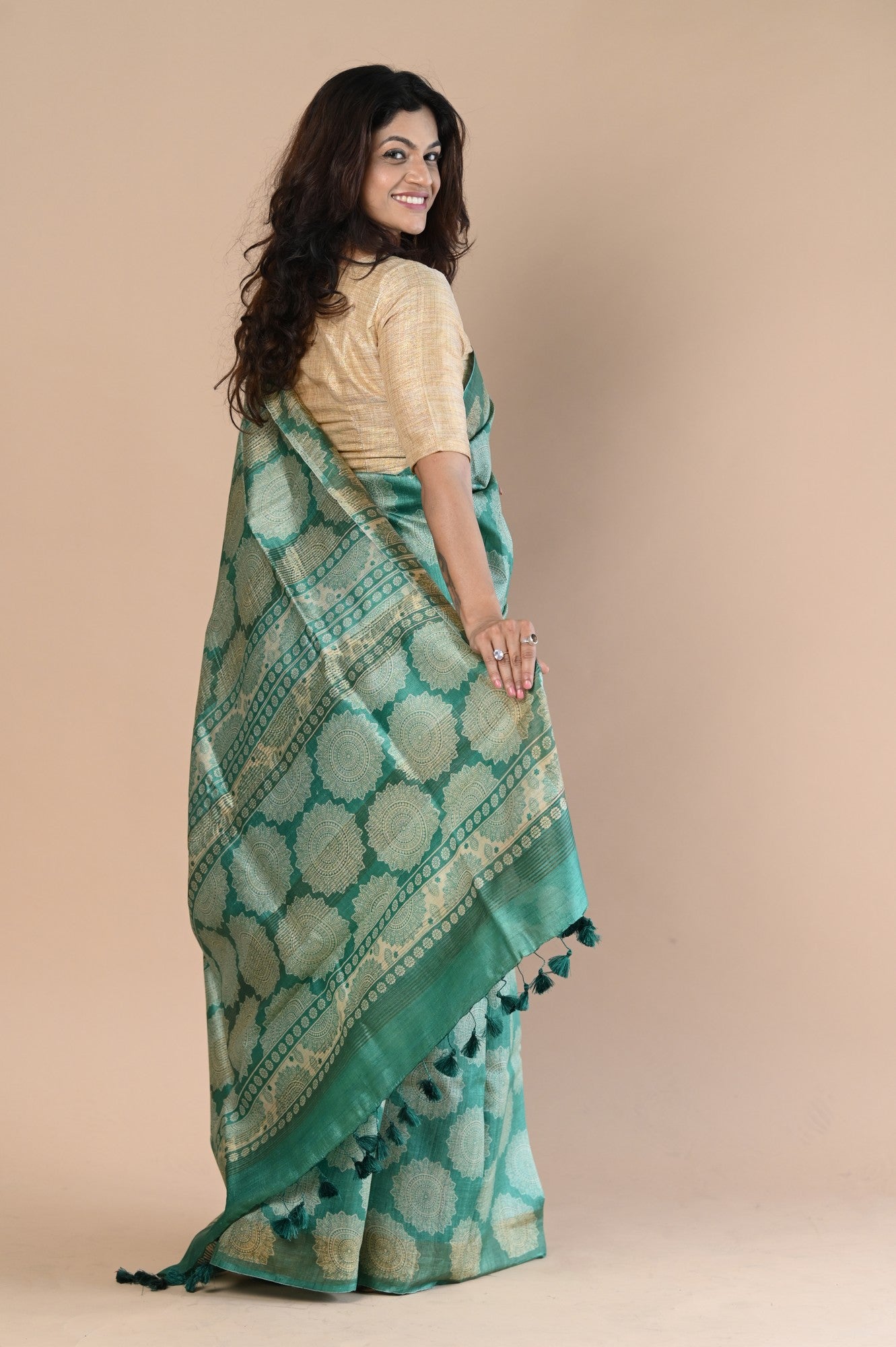 Very Much Indian Exclusive Handloom Pure Tussar Silk Saree By Khadigram Certified Weavers