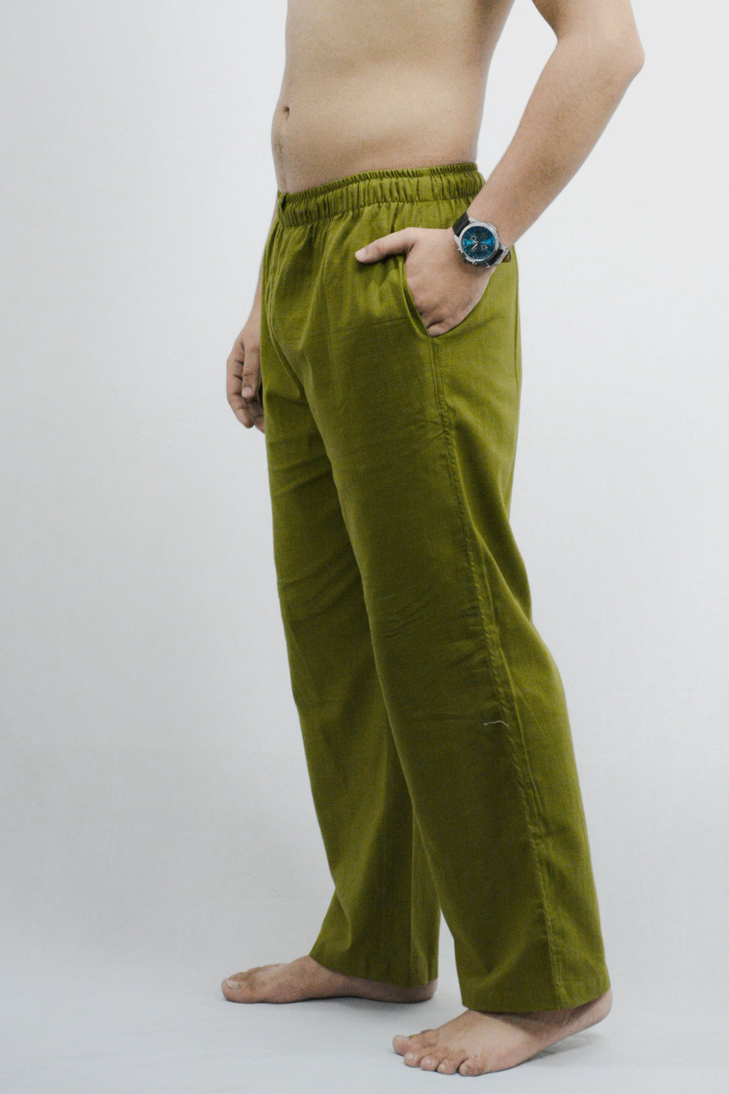 Fabmade Peach & Olive Combo Linen Pajama