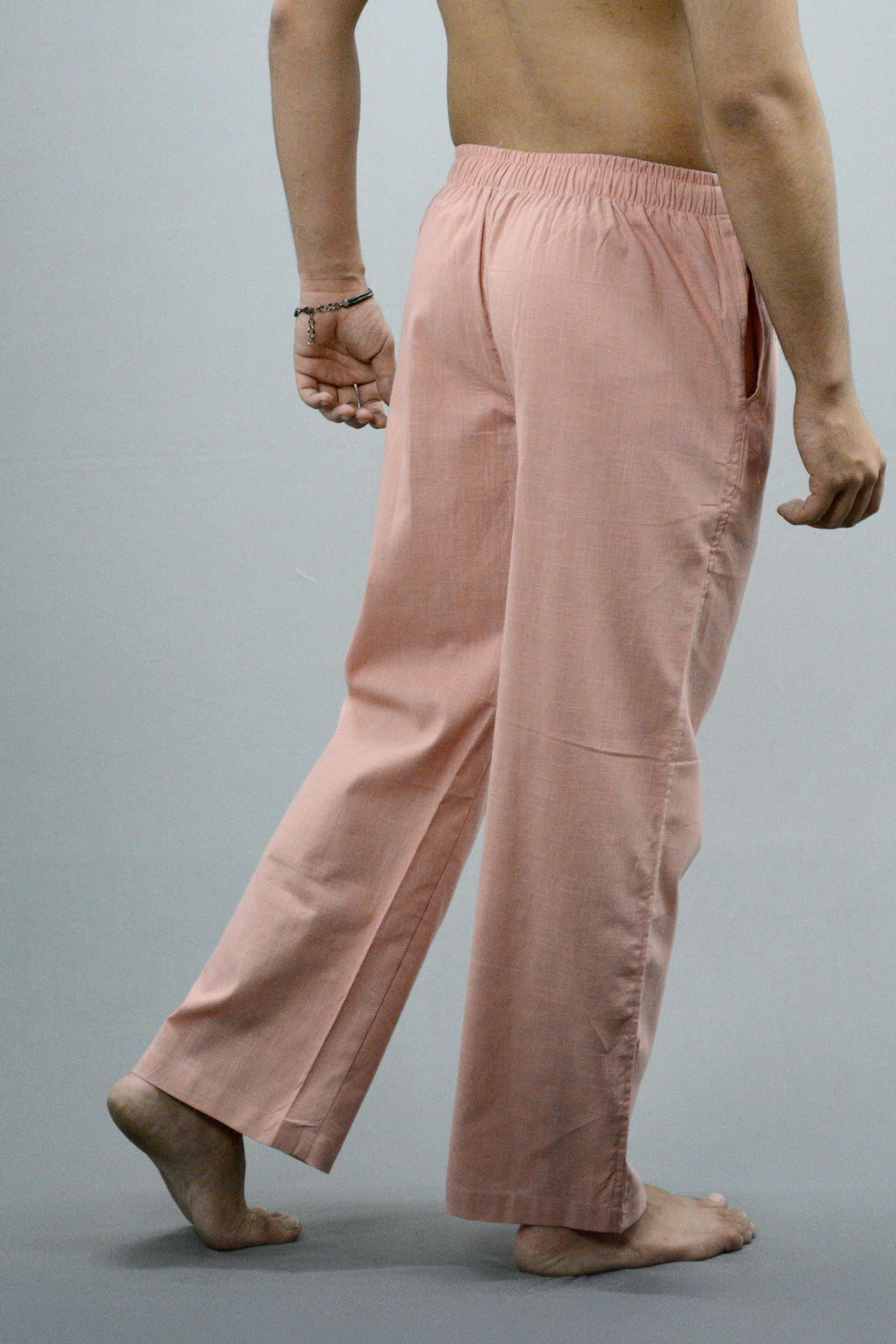 Fabmade Peach & Black Combo Linen Pajama