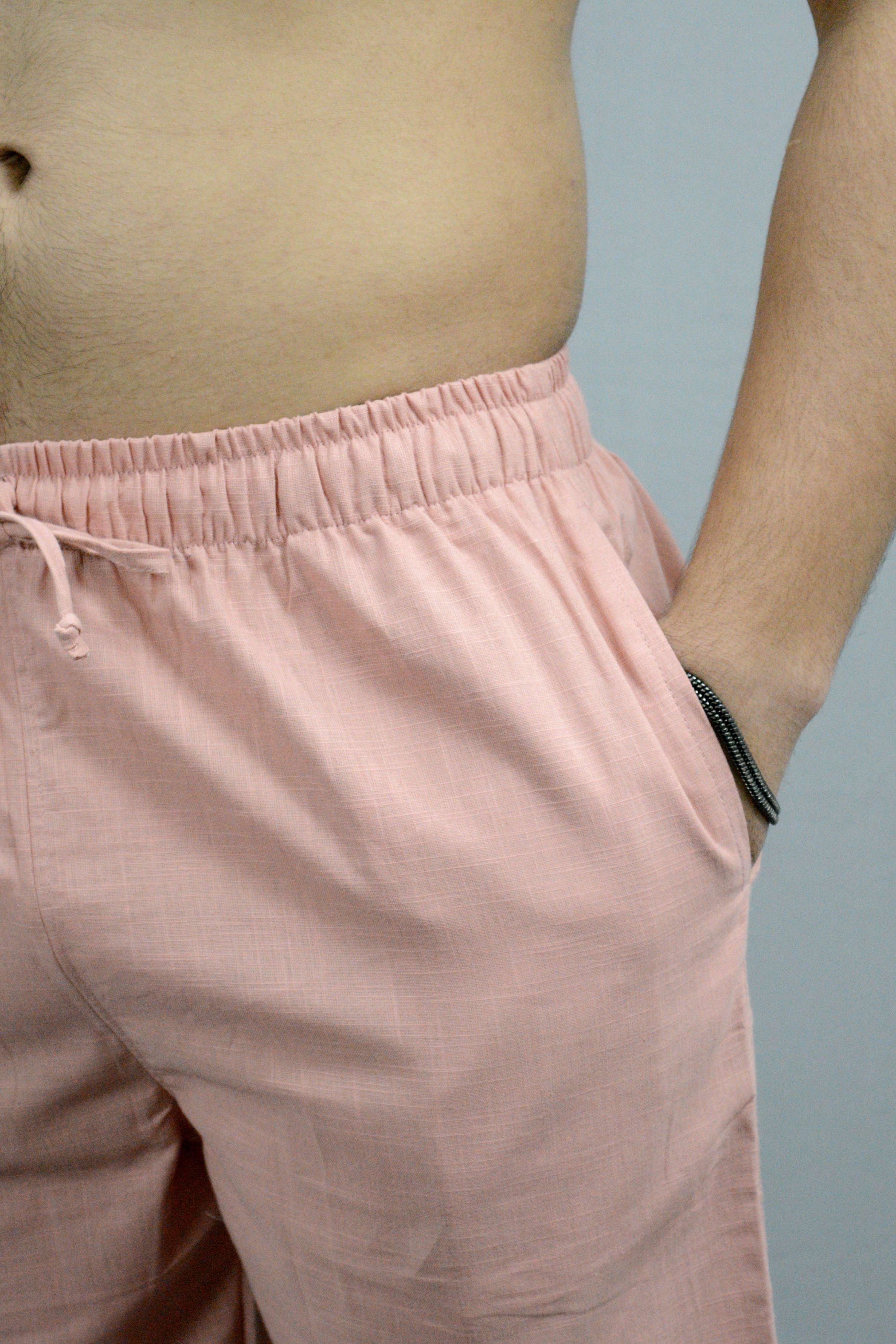 Fabmade Peach & Beige Combo Linen Pajama