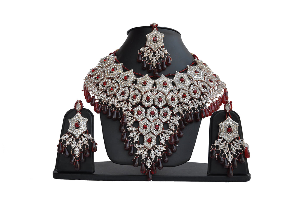 Gold-Polished Alloy Handcrafted Semi Bridal Grand Look Necklace Set - The Pari