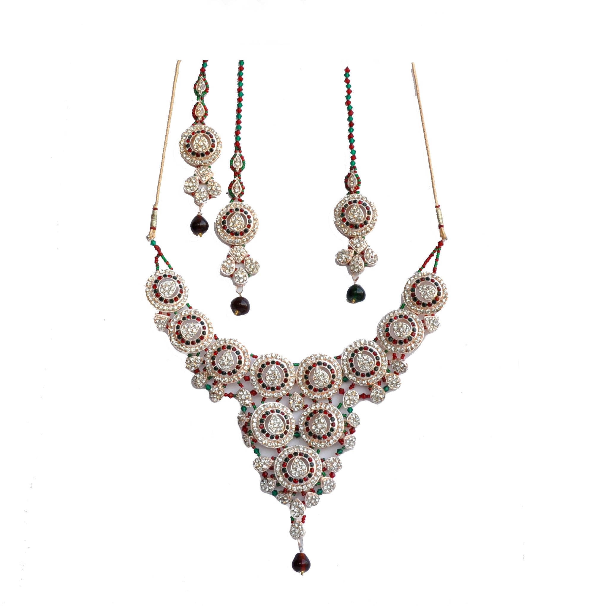 Gold-Polished Alloy Handcrafted Semi Bridal Grand Look Necklace Set - The Pari