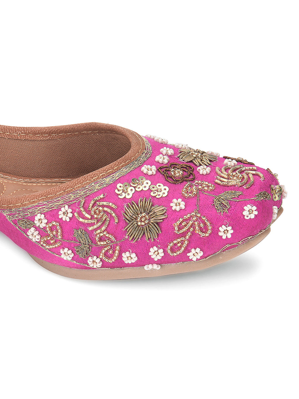 Desi Colour Women Indian Ethnic Footwear-Party Wear Pink Dabka Work