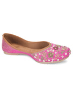 Desi Colour Women Indian Ethnic Footwear-Party Wear Pink Dabka Work