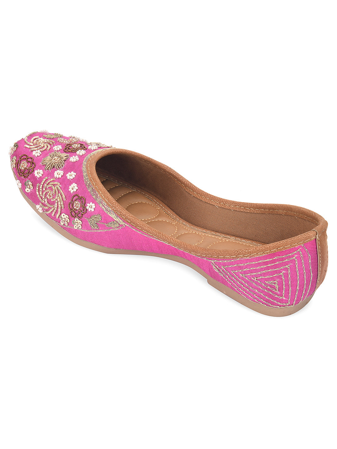 Desi Colour Women Indian Ethnic Footwear-Party Wear Pink Dabka Work