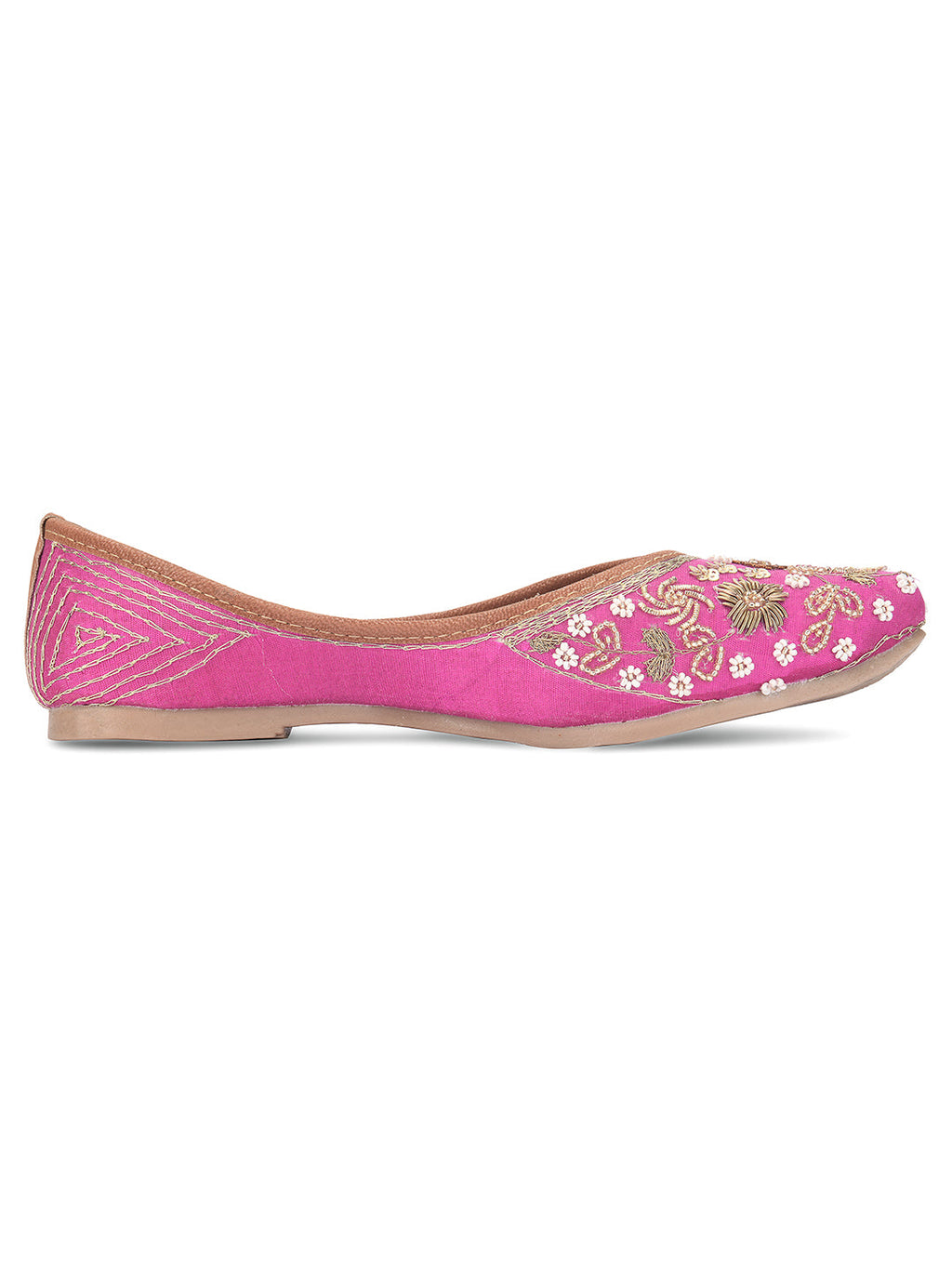 Desi Colour Women Indian Ethnic Footwear-Party Wear Pink Dabka Work