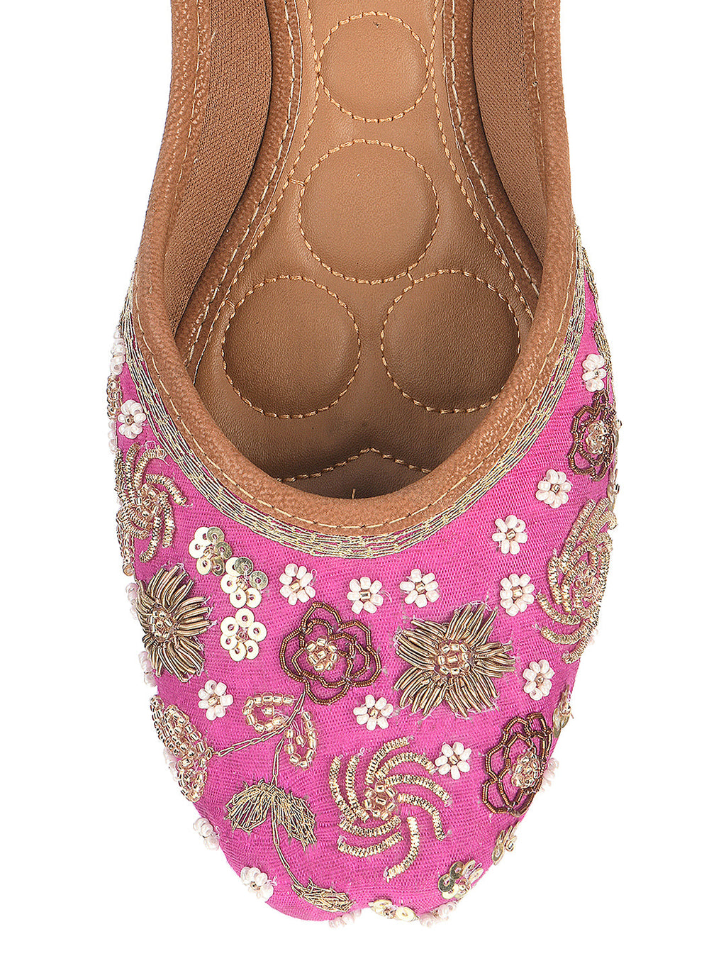 Desi Colour Women Indian Ethnic Footwear-Party Wear Pink Dabka Work