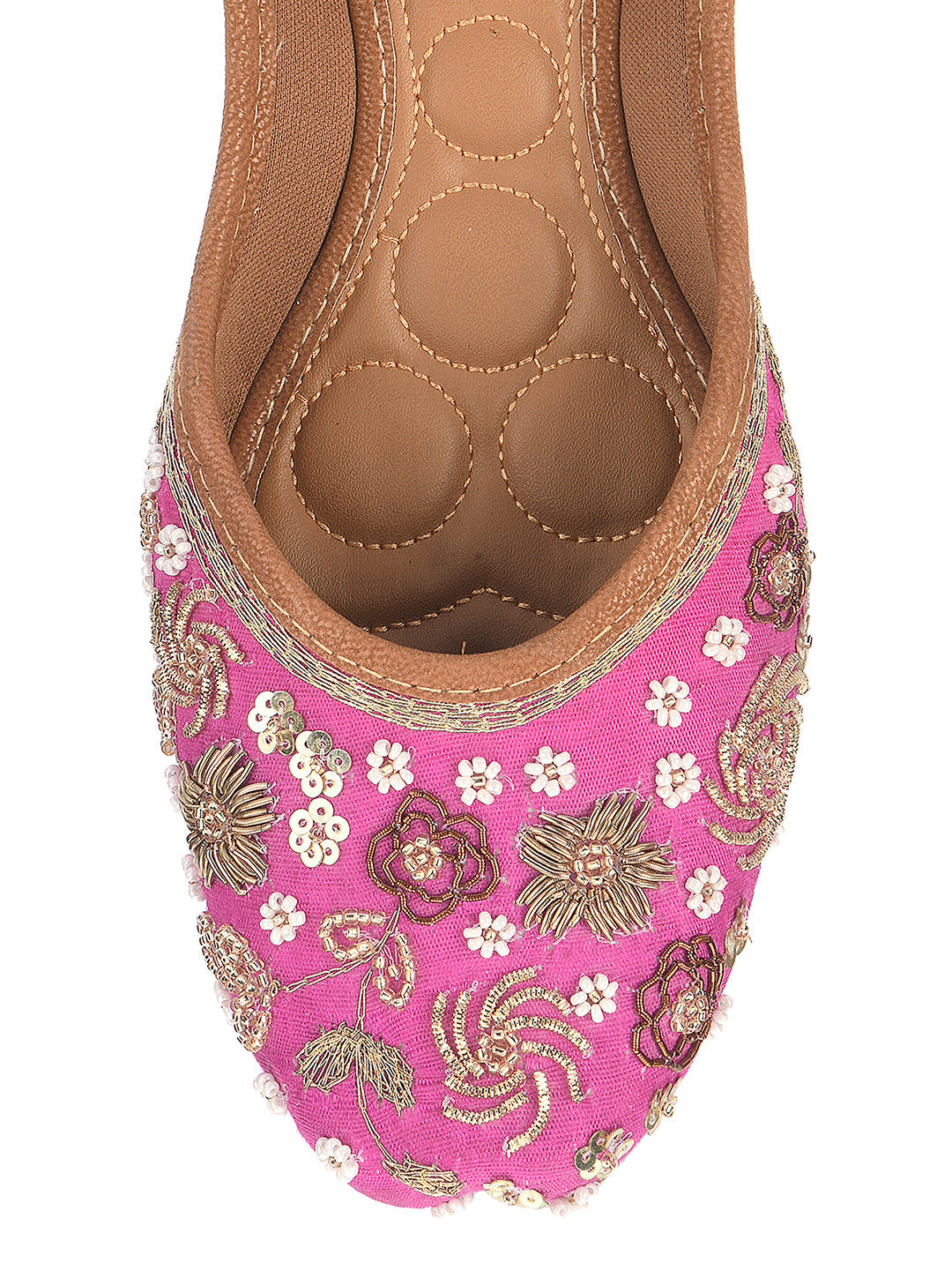 Desi Colour Women Indian Ethnic Footwear-Party Wear Pink Dabka Work