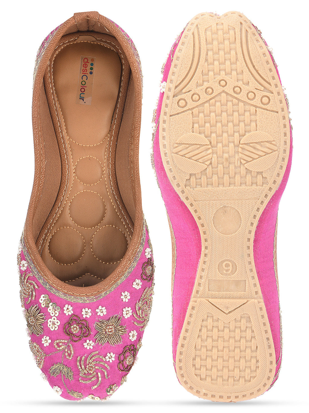 Desi Colour Women Indian Ethnic Footwear-Party Wear Pink Dabka Work